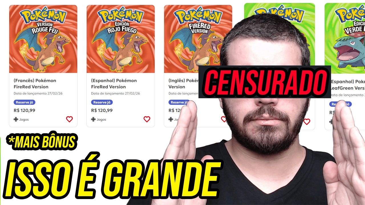 [CENSURADO] Somos PALHAÇOS? Pokémon FireRed e LeafGreen chegando ao Switch