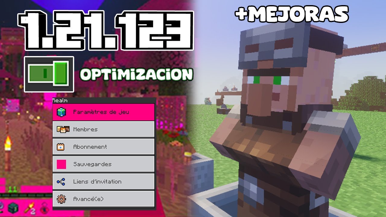 NUEVA OPTIMIZACION + MEJORAS  EN MINECRAFT PE 1.21.123 OFICIAL Minecraft bedrock 1.21.123 oficial