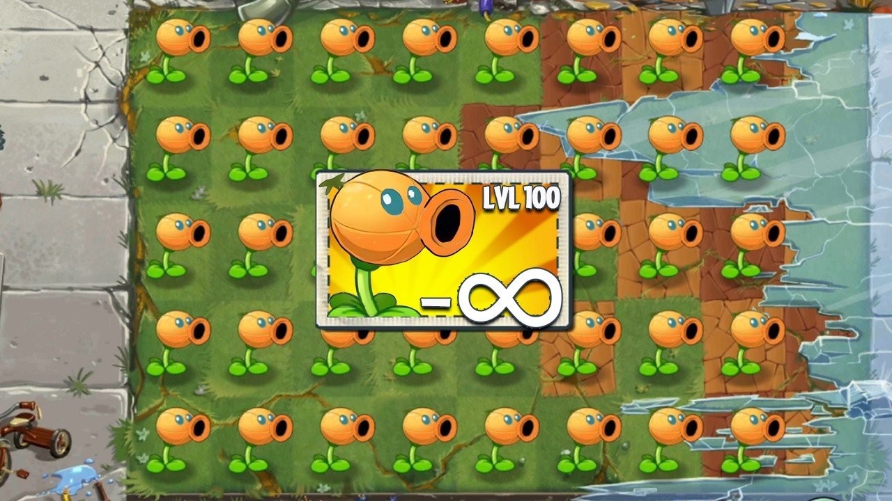 PvZ 2 Challenge - All PEA and Other Plants Level 100 use 1 Power Up Vs Flag Zombie Level 40