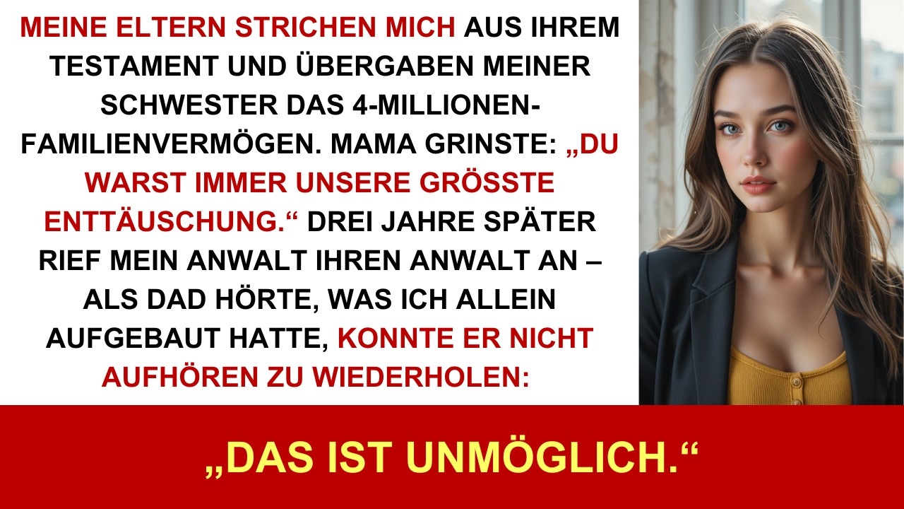 Eltern gaben Schwester 4 Mio. & nannten mich Versagerin—Dads Anwalt rief meinen Anwalt an.