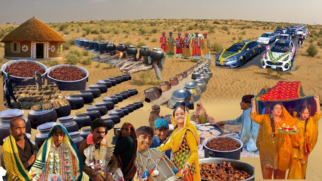 Traditional Desert Woman Marriage Ceremony | Mega  Cooking Food for 5000 People | Village Marriage