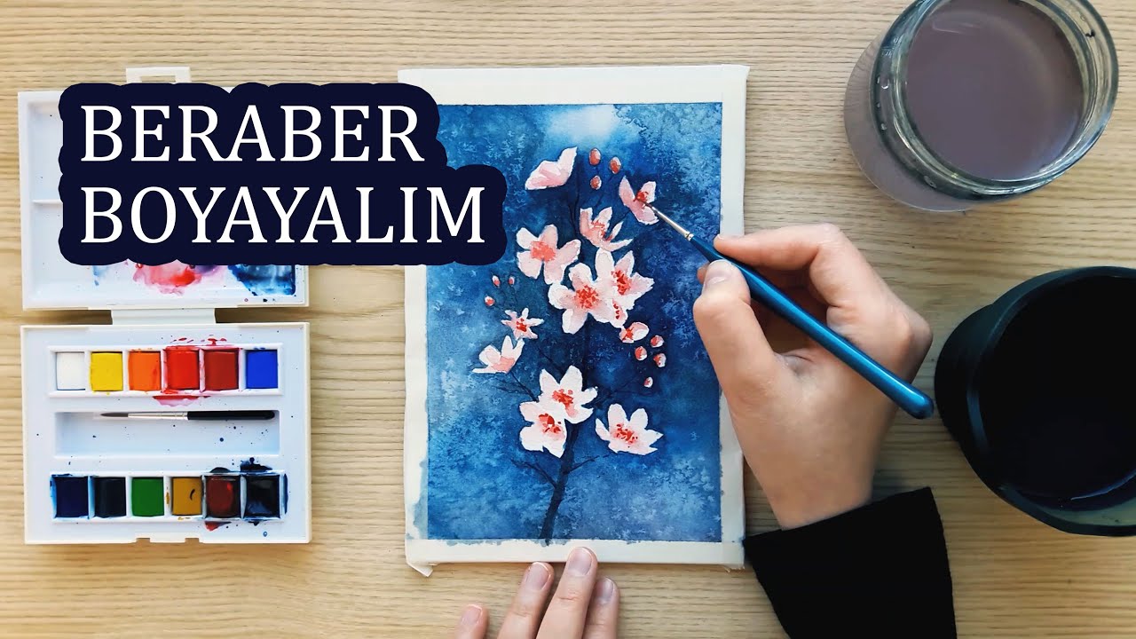 Suluboya İle Kış Çiçekleri Boyama - BENİMLE BOYA