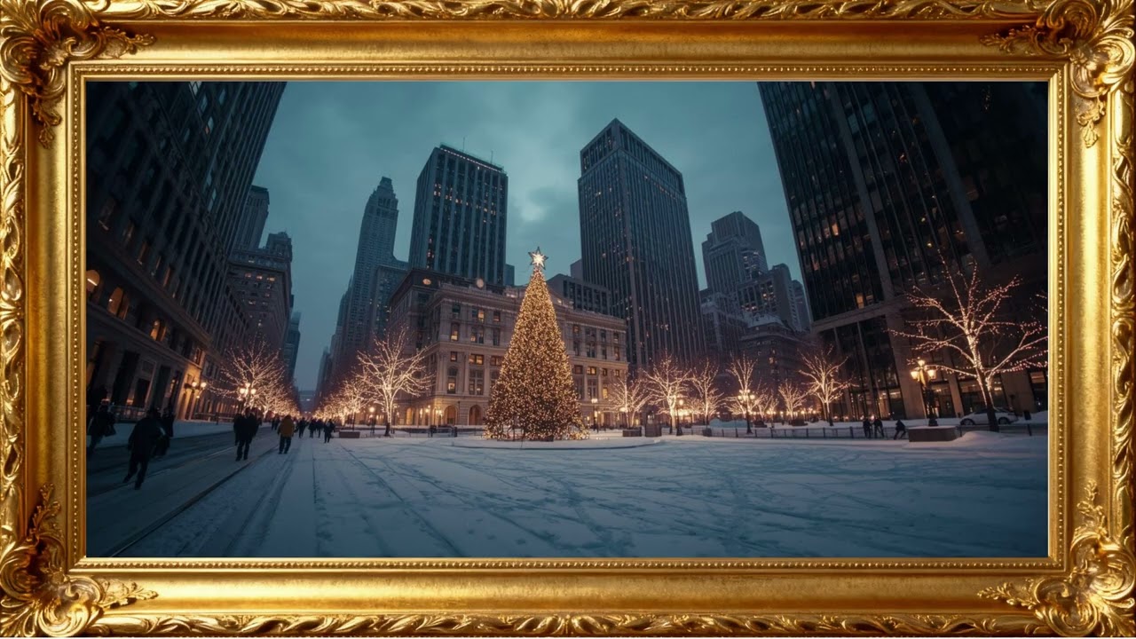 Glittering Snow City – 4K Winter Lights Wallpaper for TV Display | 4K Frame TV Art