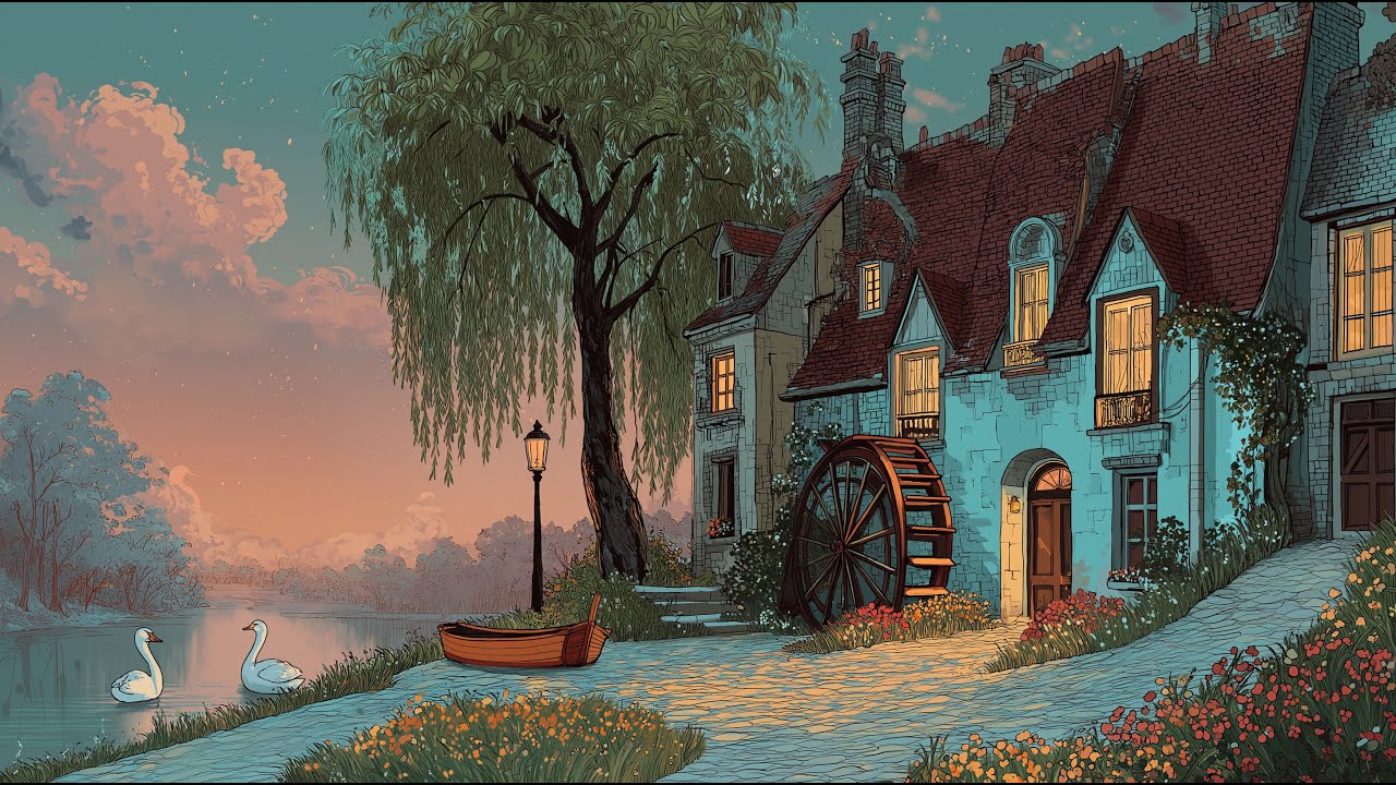 Cozy 1940's Cottage Night 🌙 | Oldies Music Playing in Another Room