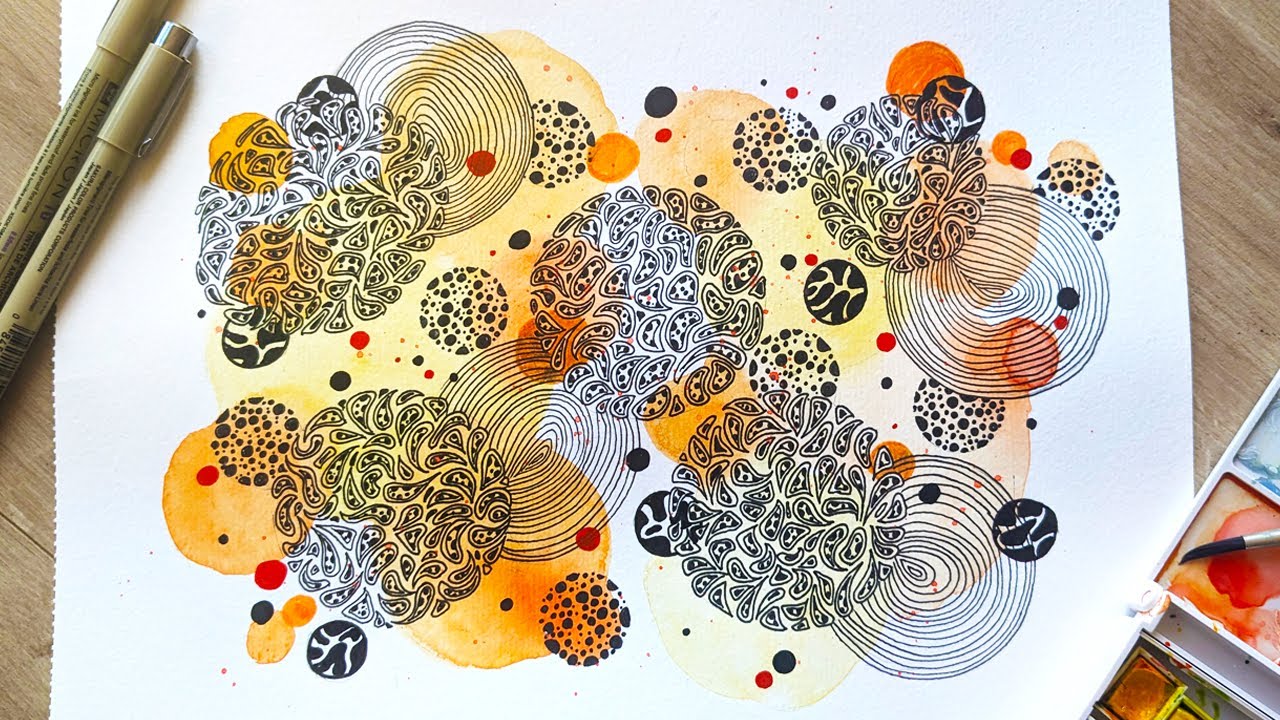 Circle Doodle Patterns | Easy Step-by-Step simple Color Zentangle Circle Pattern for Beginners | ⚪⚪⚪