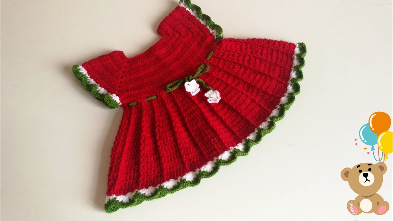 👗Tığ İşi Prenses Bebek Elbisesi Nasıl Örülür?🌸Karpuz Elbisesi🍉Yeniyil Elbisesi🌲
