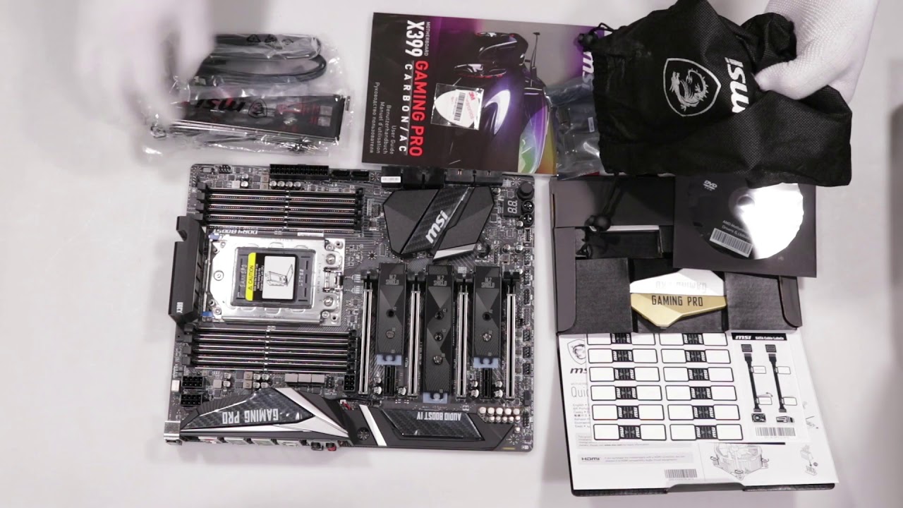 Unboxing MSI X399 GAMING PRO CARBON AC 8DDR4 USB3/M.2/RAID