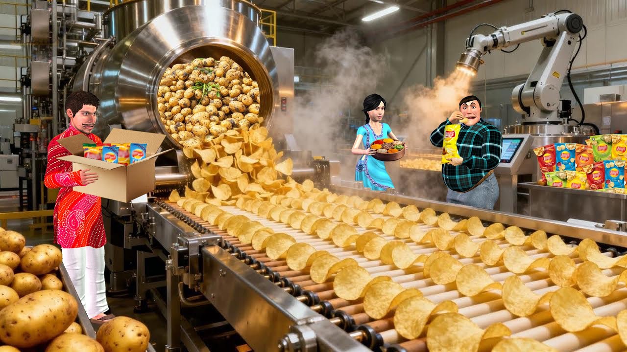 Inside a Potato Chips Factory Machine Aloo Chips Comedy Hindi Kahaniya Moral Stories