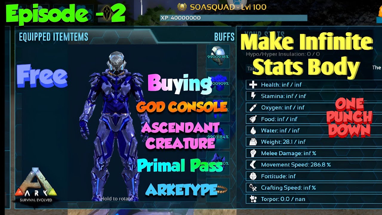 Ark Mobile: How to Make Infinite stats Body | Soa Squad | Step by Step | Episode - 2