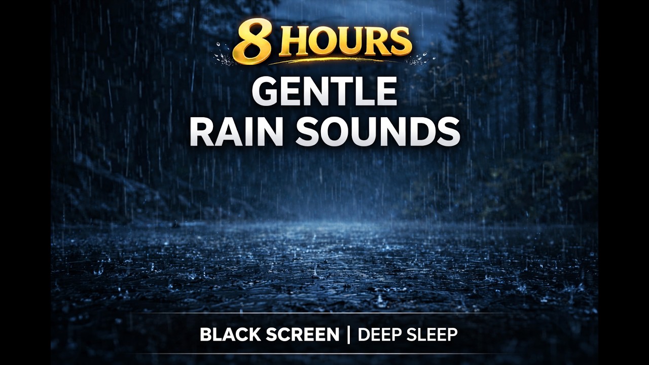 8 Hours Gentle Rain No Thunder | Black Screen Sleep Sounds for Deep Sleep & Anxiety Relief (No Ads)