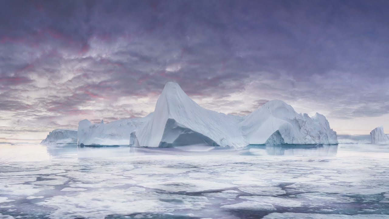 Arctic Iceberg Ambience (4K) | relaxing iceberg and ice floe sounds