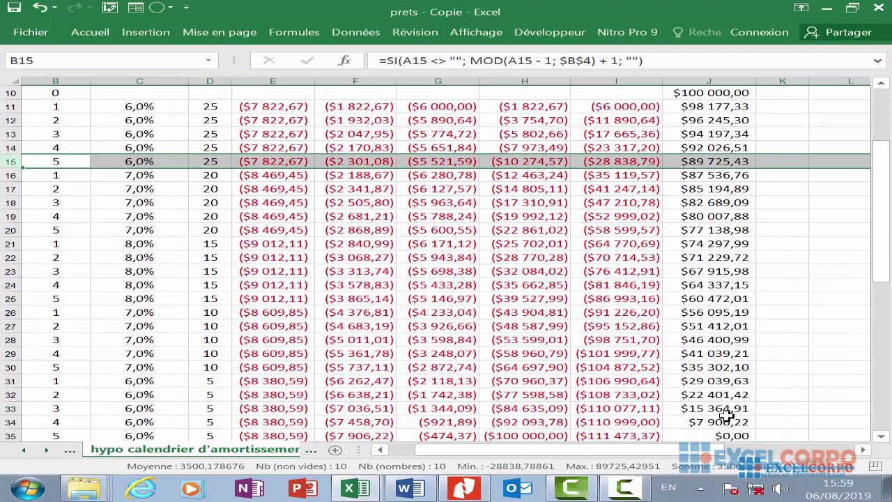 Tuto 103 comment travailler avec des hypothèque: fonction SI VPM,CHOISIR,PRINCPER d'Excel