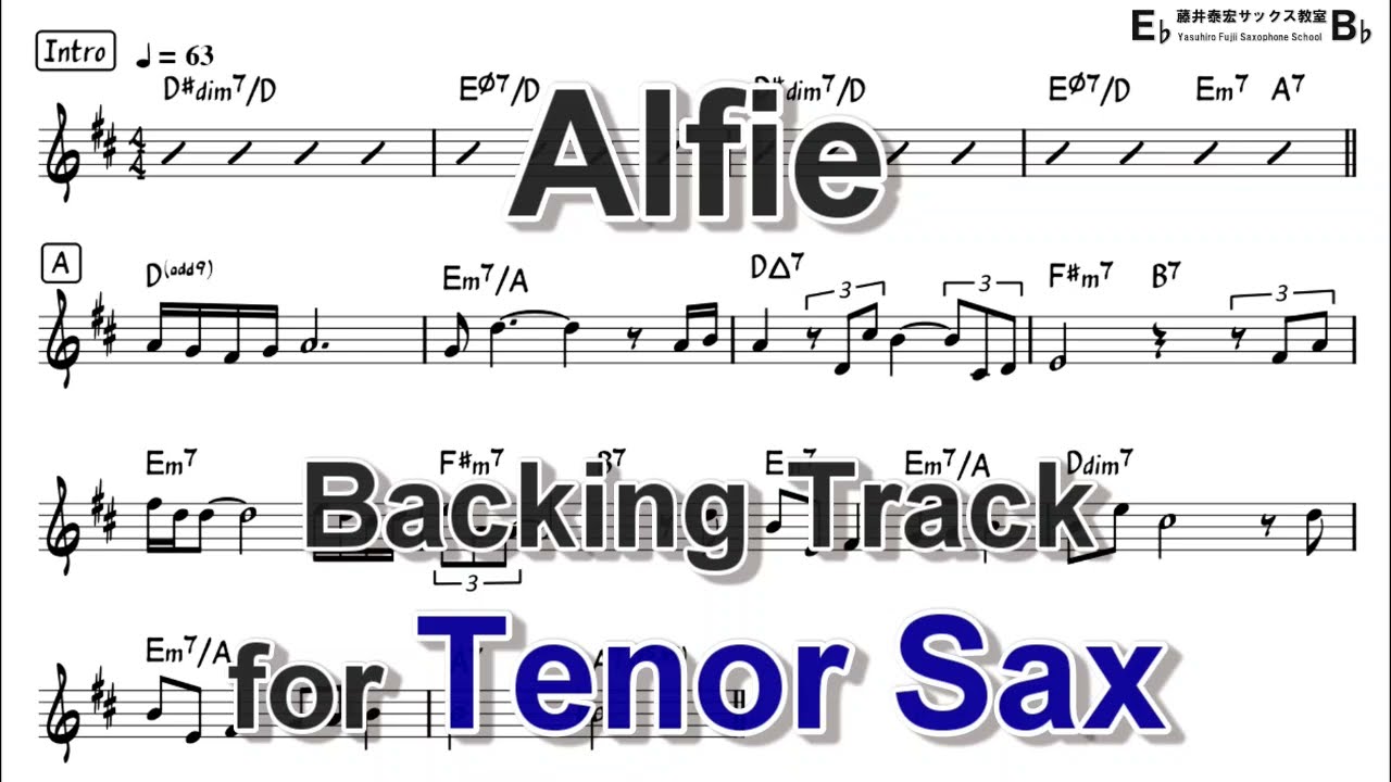 Alfie (by Burt Bacharach) - Backing Track with Sheet Music for Tenor Sax