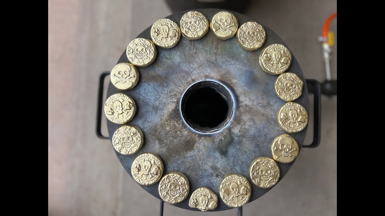 Melting Spent Brass Casings From A Shooting Range & Making Brass Treasure Coins - The Growing Stack