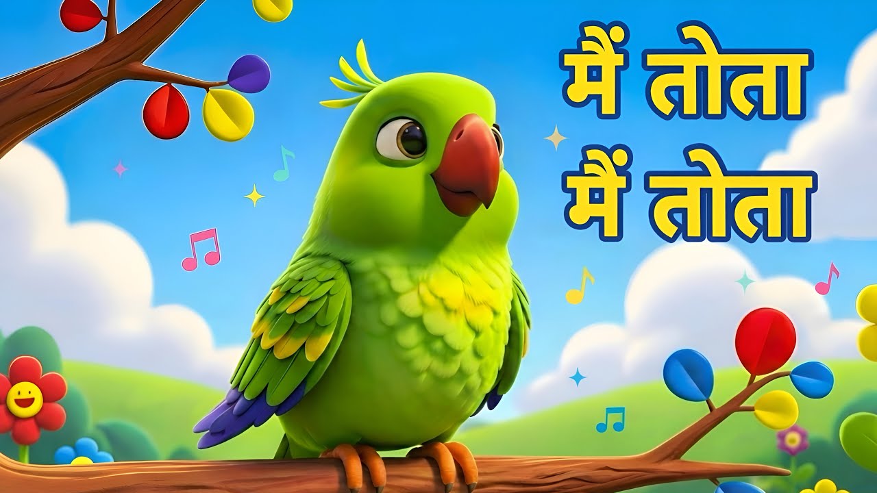 मैं तोता मैं तोता 🦜 | Hindi Kids Song | मिठू मिठू Parrot Nursery Rhyme for Children