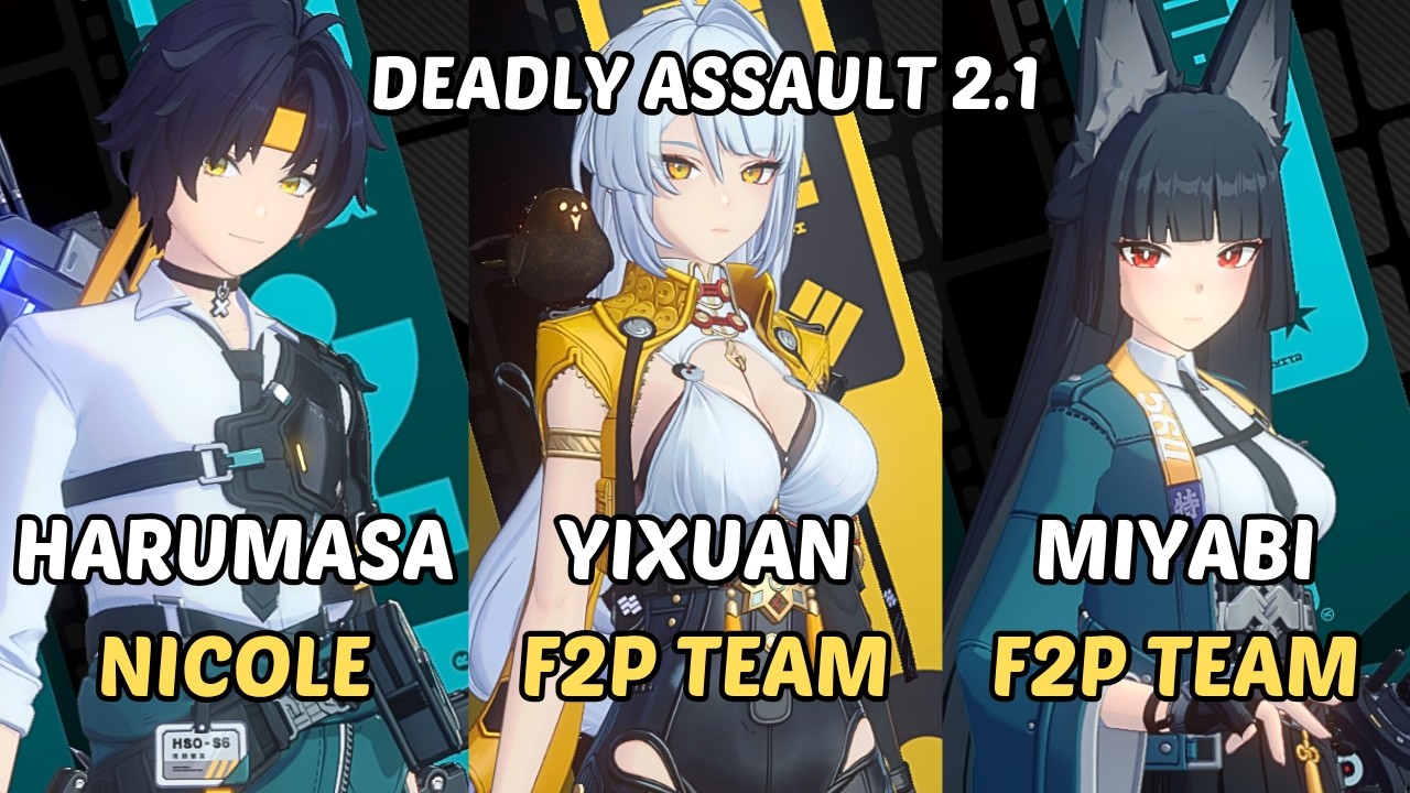 NEW Deadly Assault ZZZ | M0 Miyabi F2P Team x Yixuan F2P x Harumasa | 9-Star | Zenless Zone Zero 2.1