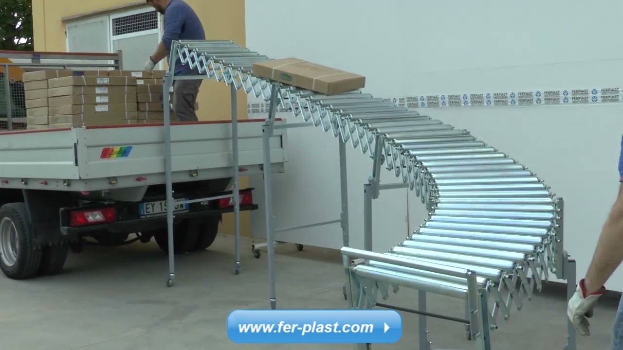 Rulliera estensibile rialzata per scarico container - www.fer-plast.com