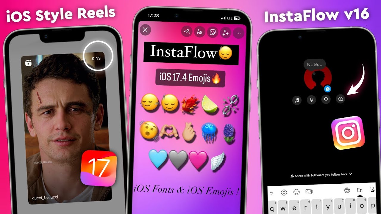 iOS 17.4 Emojis + iOS Fonts | Reels Share like IPHONE🔥 | iOS Instagram For Android | InstaFlow v16