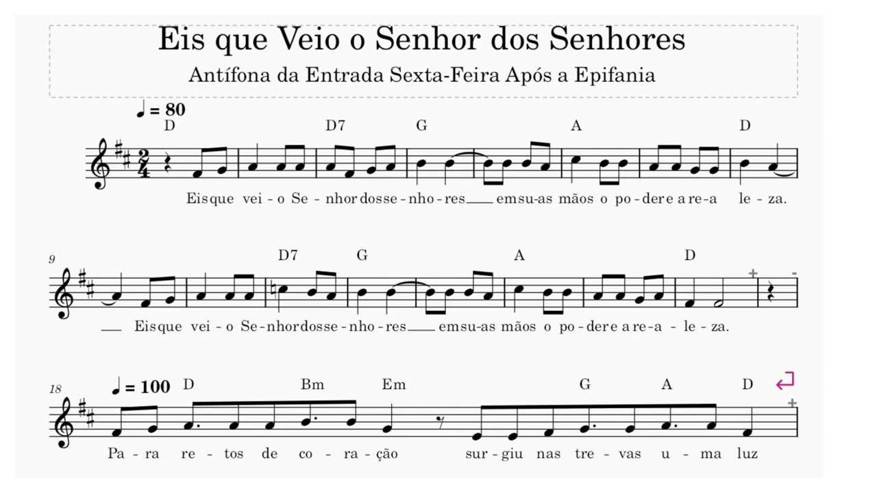 Eis que veio o Senhor Para os retos de coração Antífona Entrada Sexta-Feira após Epifania