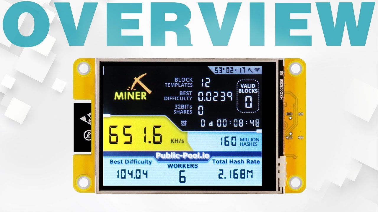 Freenove Bitcoin Miner [Overview] ESP32 CYD 2.8 3.2 3.5 4.0 Inch Touchscreen Dual-core 32-bit 240MHz