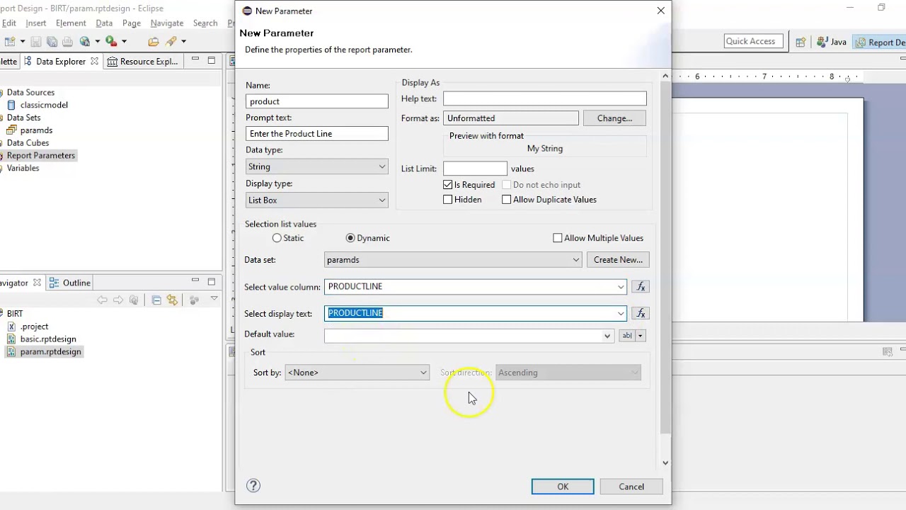 BIRT How to create parameter report