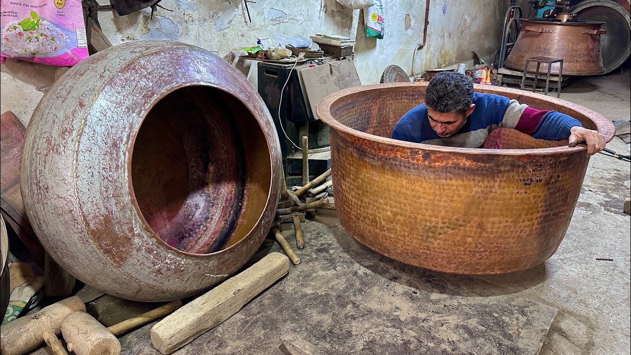 The process of making a giant copper bowl (130 pounds)_part 2