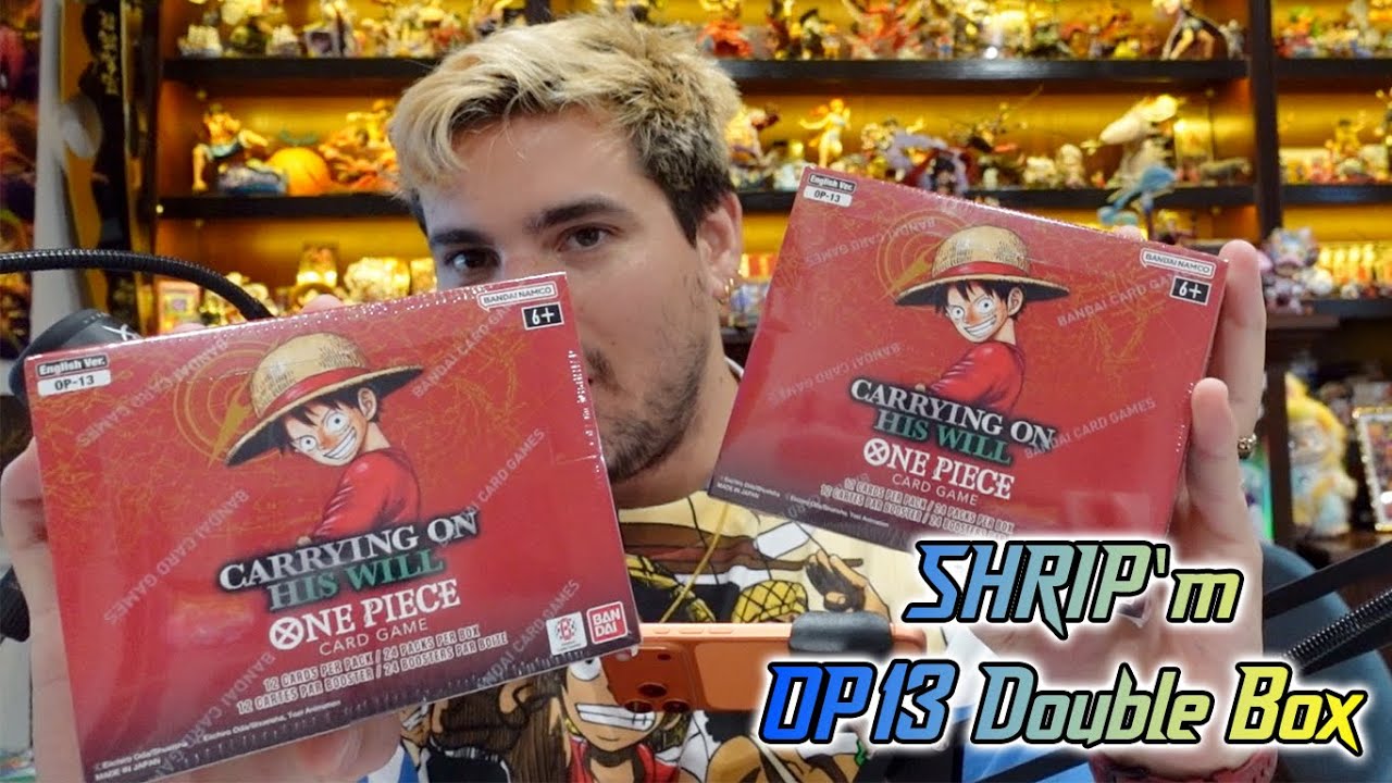 Открытие коробки с бустерами «Carrying On His Will» x2 — One Piece Card Game — OP13 Shrip'm 3/14
