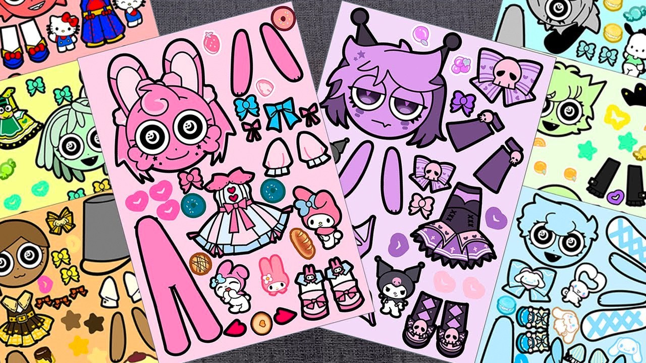 [✨Paper DIY✨] Sprunki x Sanrio Compilation Sticker Book 🌈 Hello Kitty Kuromi My Melody | ASMR