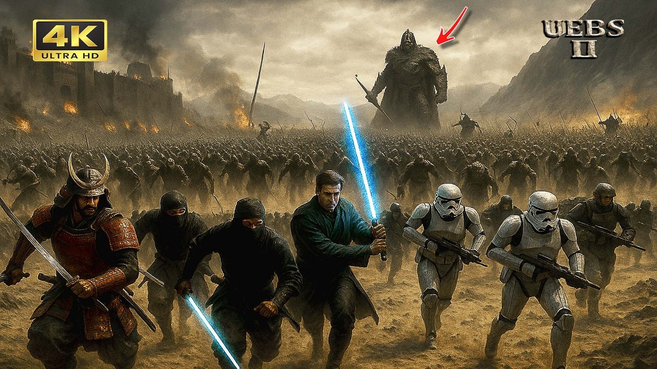Can SAMURAI & JEDI CLONES defeat SAURON'S DARK ARMY? | UEBS 2 Epic LOTR vs Star Wars Battle