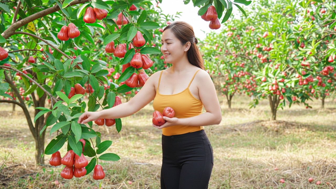 Harvesting Fresh Water Apples to Sell at the Local Market | Emma Daily Life