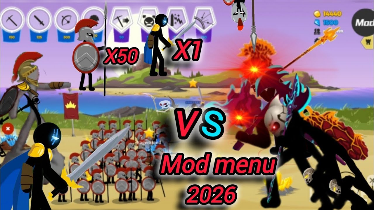 Stick War 3 mod menu😱 X50 spartans