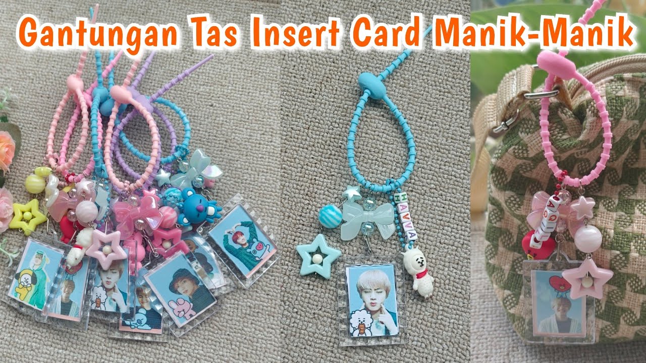 Gantungan Tas Akrilik Insert Card Manik-Manik