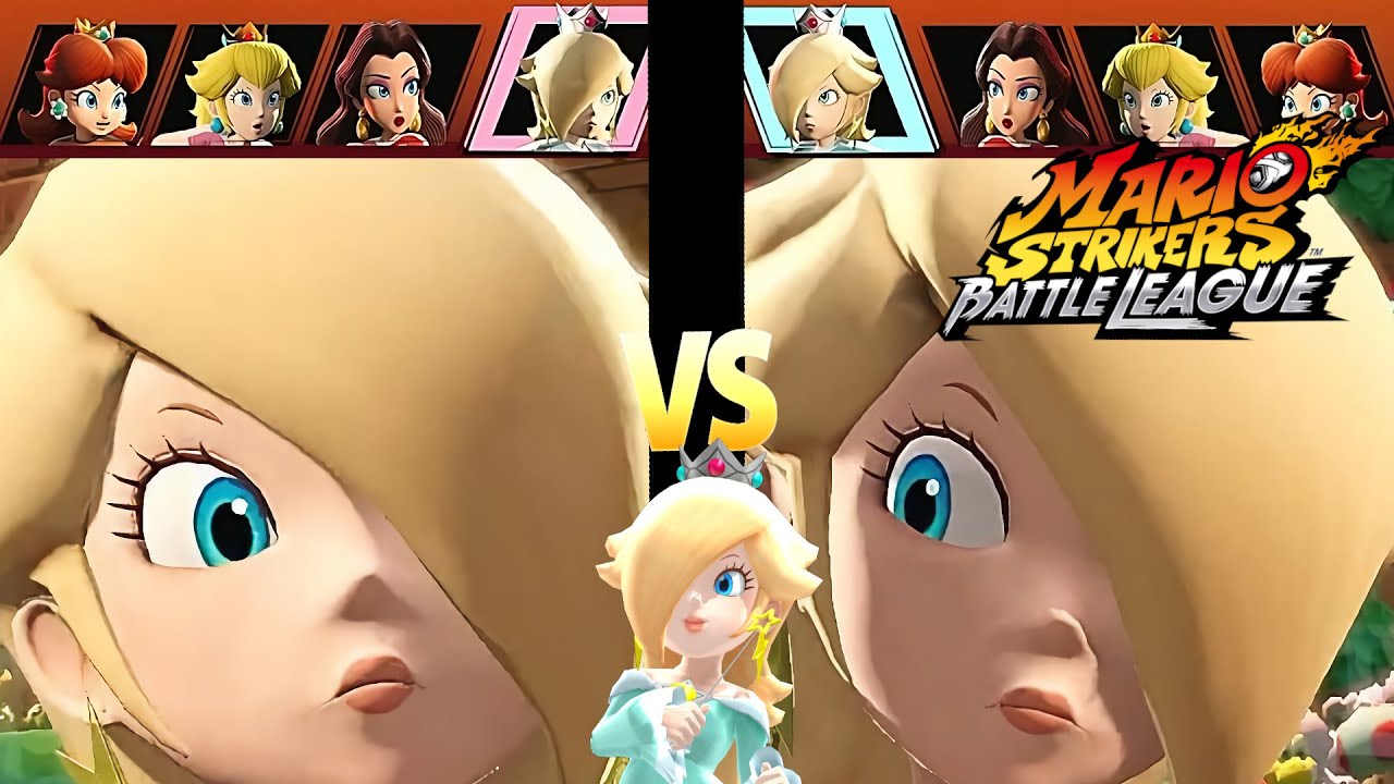 Mario Strikers Battle League Team Rosalina vs Team Rosalina at Mushroom Hill