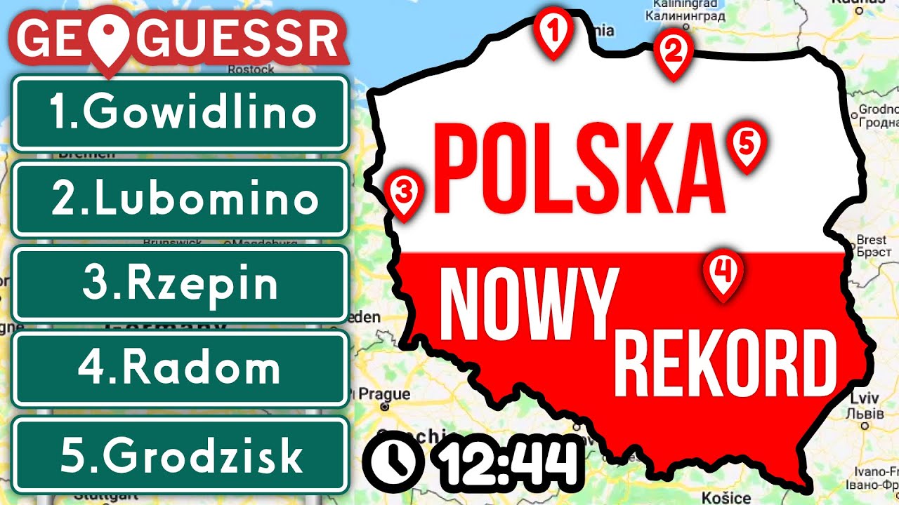 Speedrun GeoGuessr Polska (100%) w 12:44