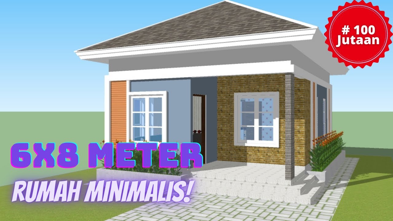Desain Rumah Minimalis 6x8 Meter | 2 Kamar Tidur | 100 Jutaan - House design
