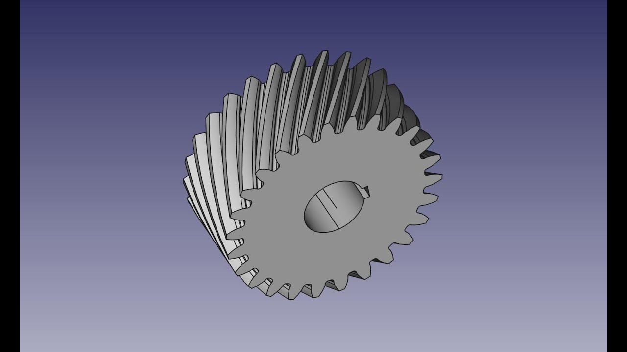 FreeCAD 0.18-koło zębate skośne z otworem