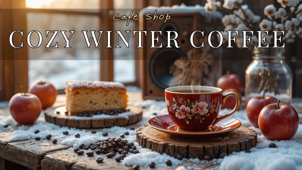Cozy Autumn Winter Coffee Ambience ☕ Warm Coffee, Apple Cake & Soft Cafe Sounds