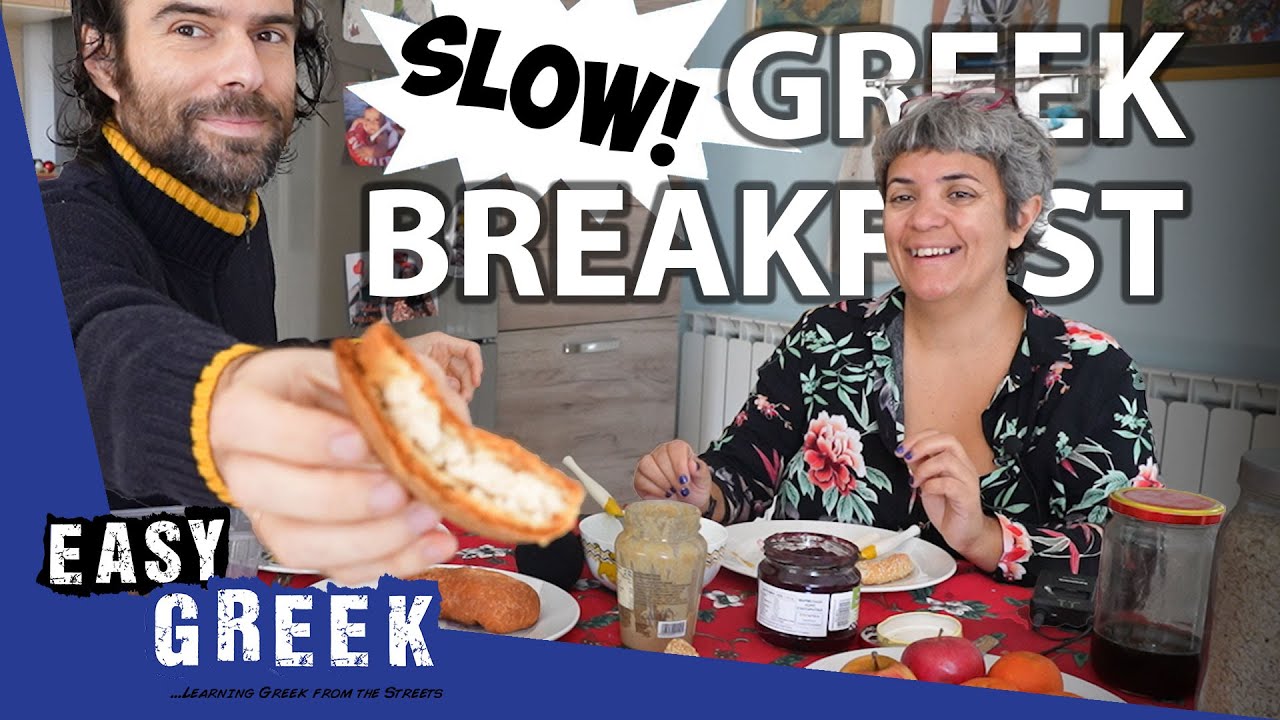 Greek Breakfast Buffet (in Slow Greek) | Super Easy Greek 66