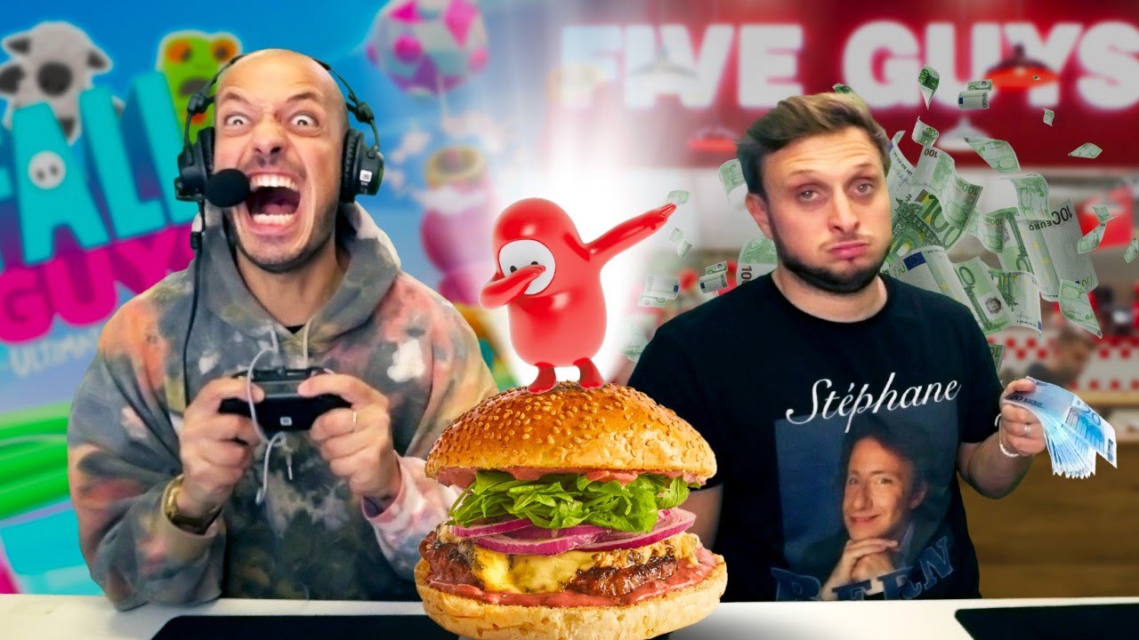 On perd à Fall Guys = on paie un Five Guys. (à des inconnus)(qui se régalent)(parce qu'on est nazes)