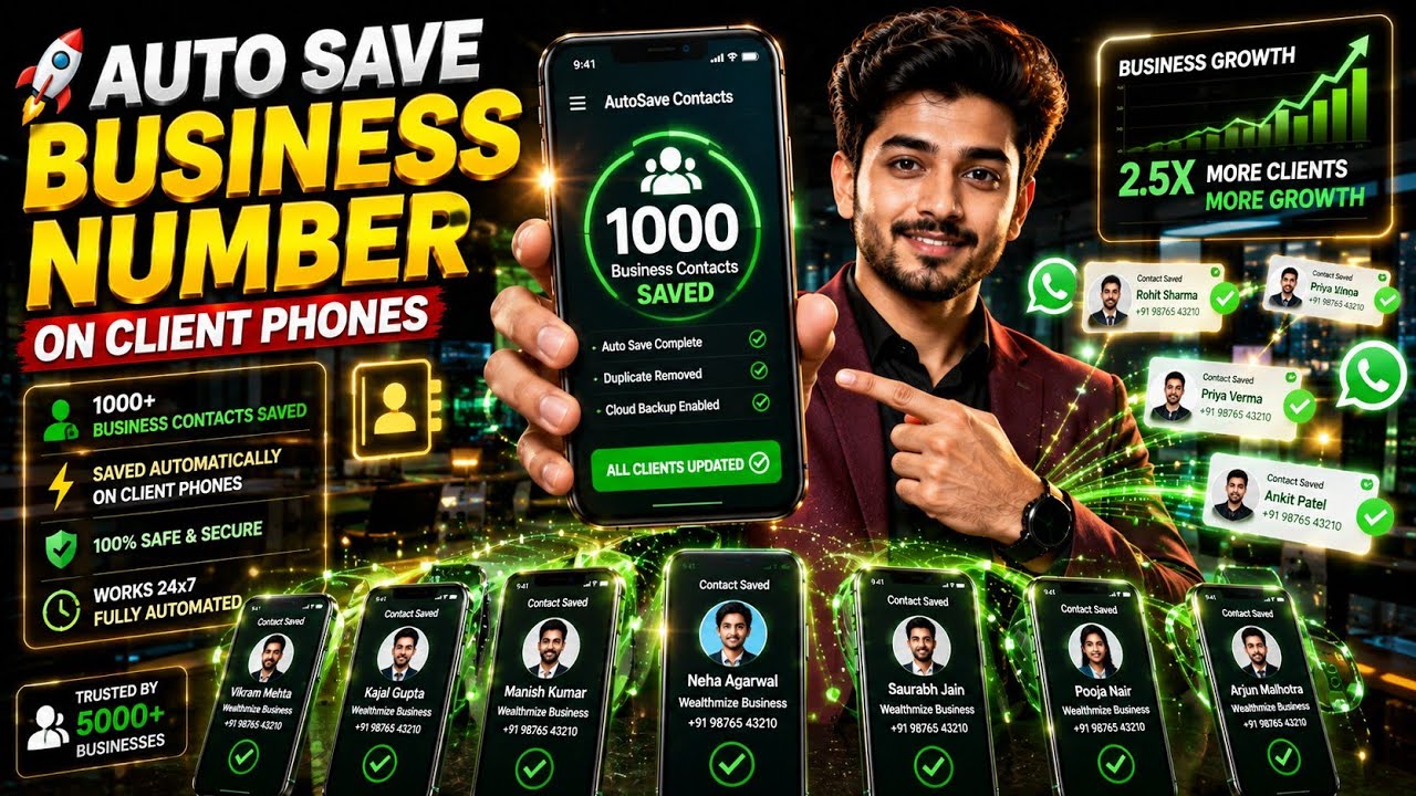 Save Your Business Number on Clients’ Devices Automatically | WhatsApp Contact Saver Hack