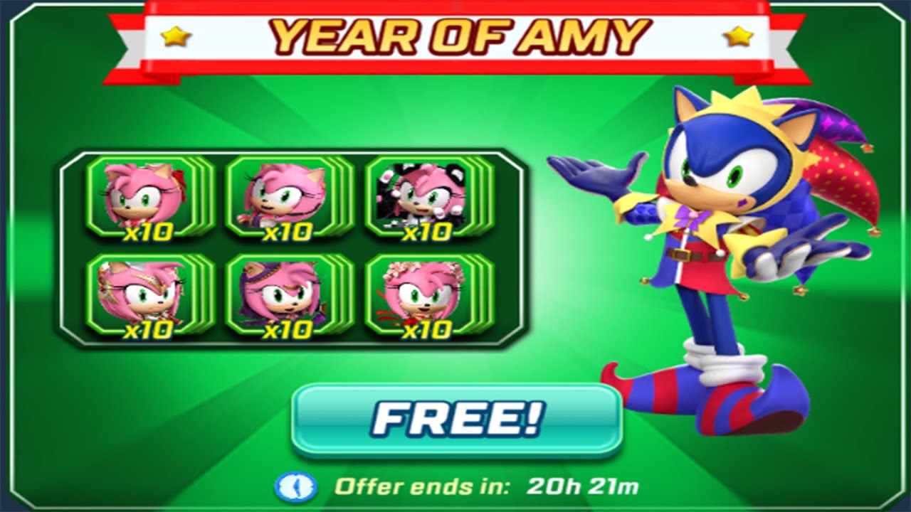 Sonic Forces Speed Battle - Year of Amy Free Cards - Six Special Amy Runner Free Cards