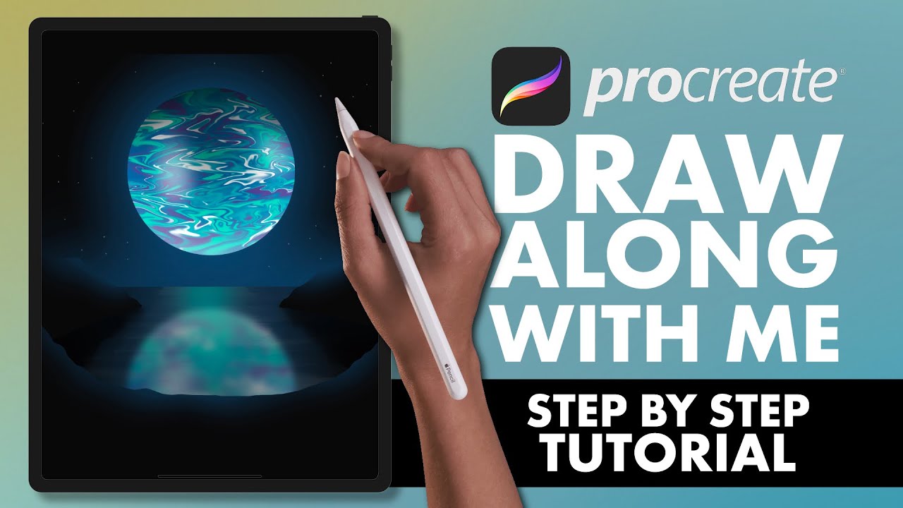 #2 Procreate Step By Step Tutorial - draw along with me - SPACE THEME