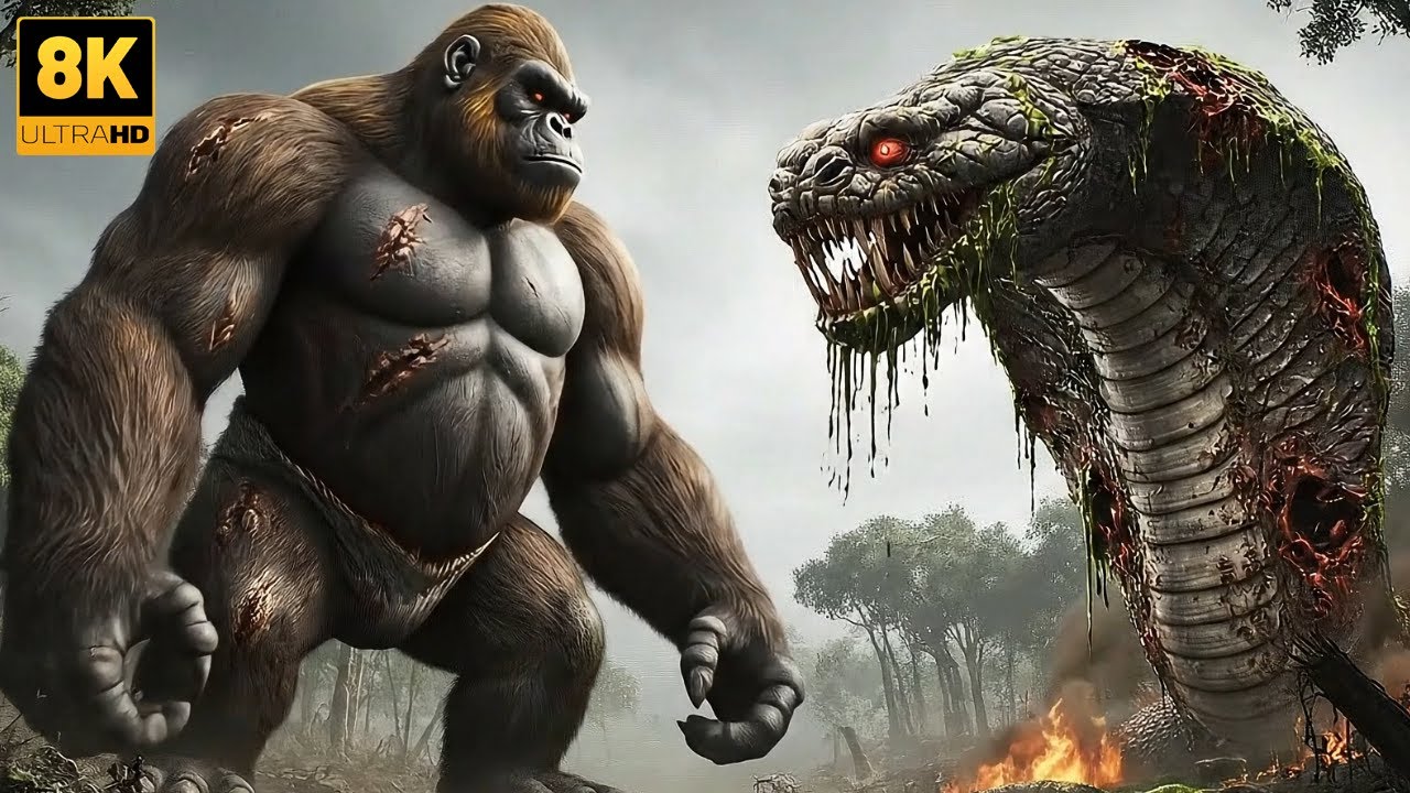 KING KONG 2025: FULL HD King Kong fights the giant Zombie Sea Snake Anaconda!