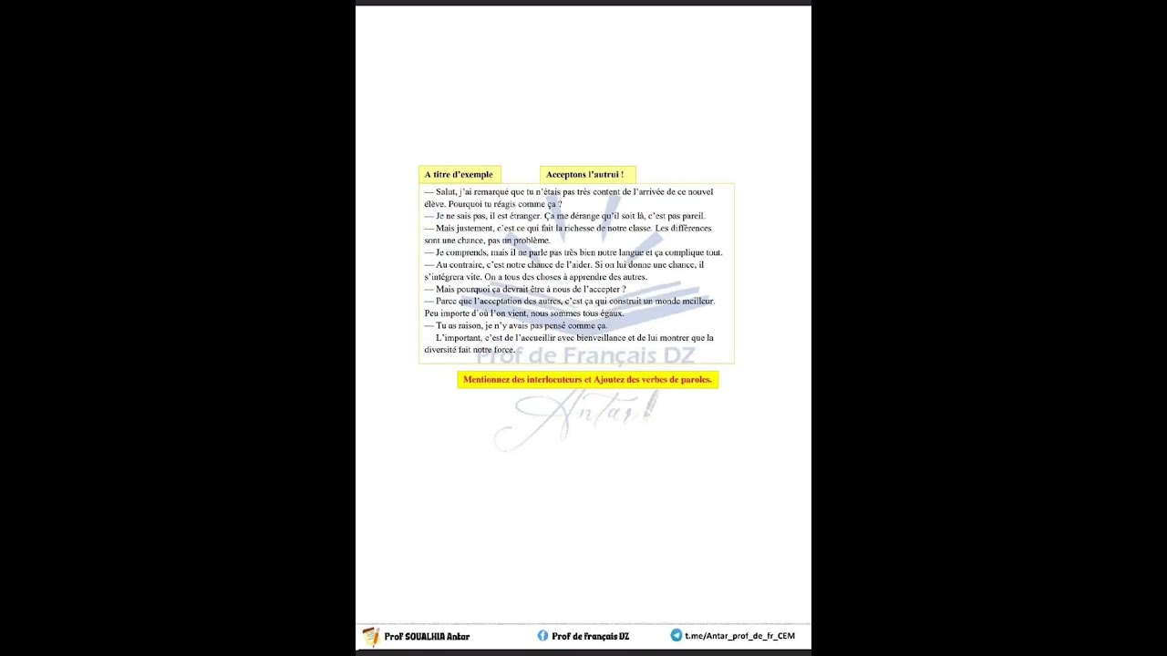 #اختبار الفصل 2 في اللغة الفرنسية الرابعة متوسط 