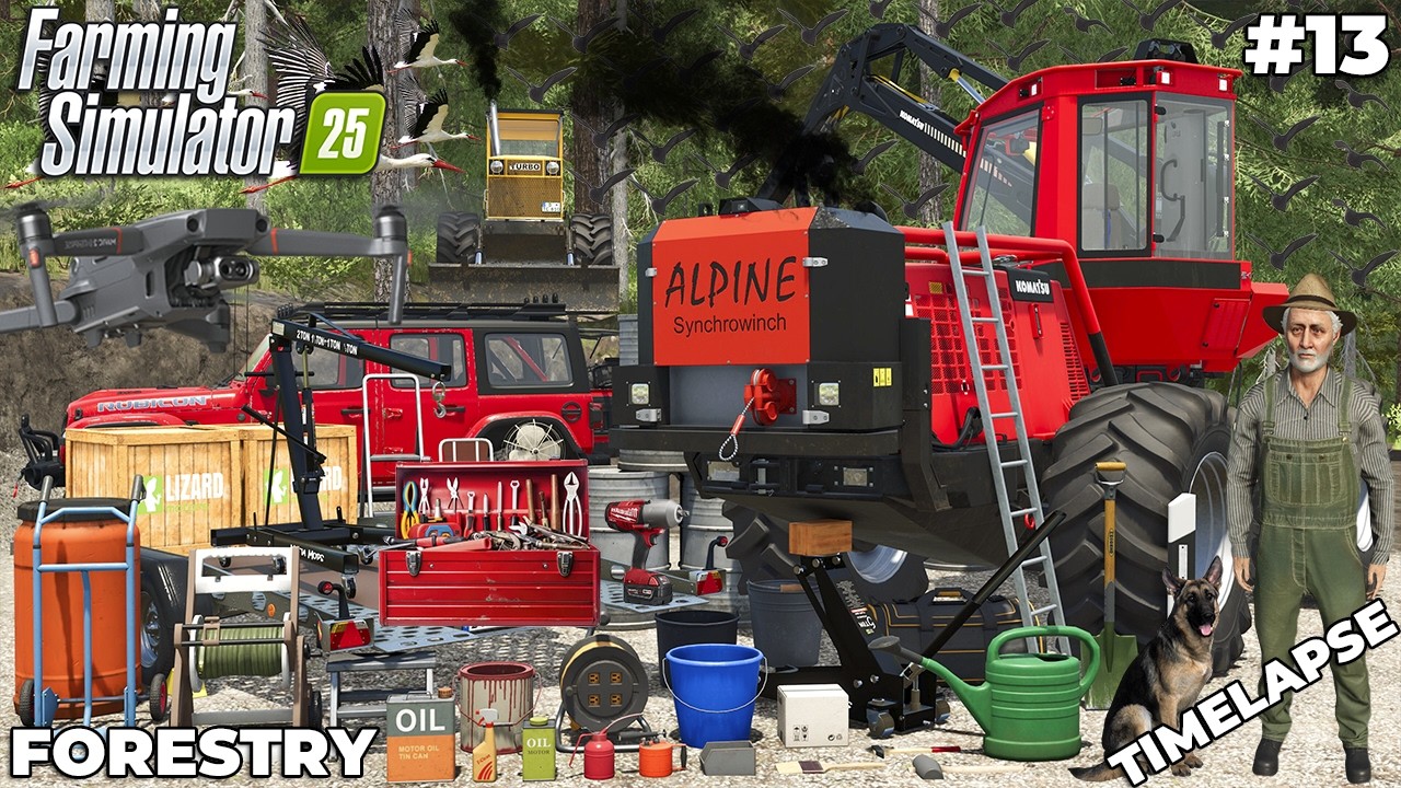 INSTALLING AN ALPINE WINCH ON A KOMATSU WOOD HARVESTER! 💪🌲 | FORESTRY | Farming Simulator 25 | EP 13
