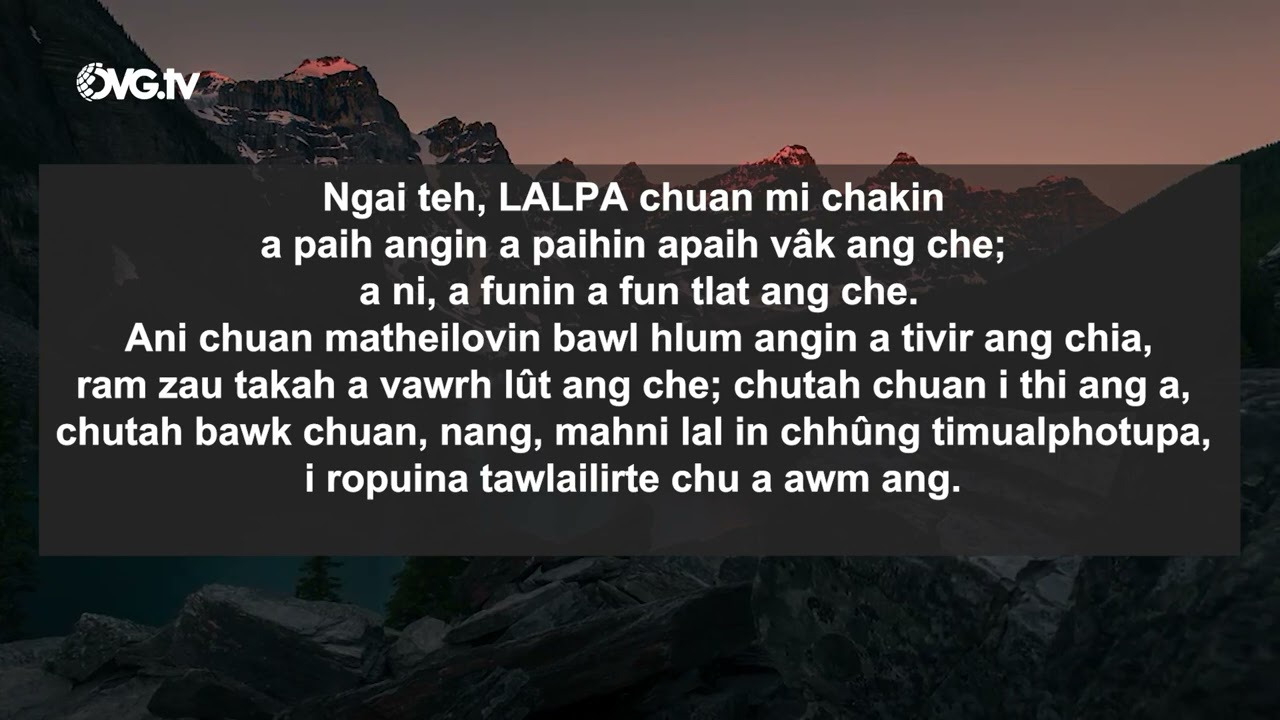 Bible Zirna ( Isaia 22 : 1 - 25 ) - Rev Dr Lalchungnunga ( Zarkawt ) - Adviser OVGtv
