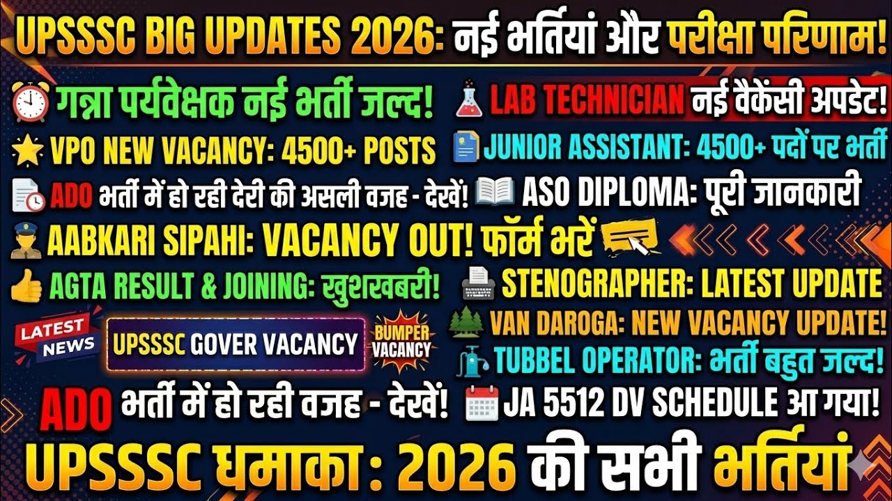 Upsssc ado, accountant, aso, junior assistant new vacancy, agta, all vacancy update