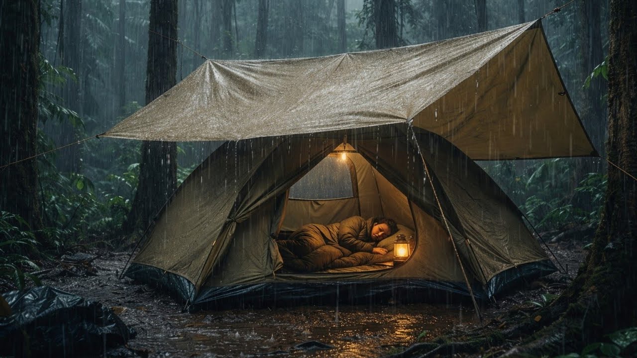 Heavy Rain Camping ASMR | Relaxing Rain Sounds on Tent for Deep Sleep