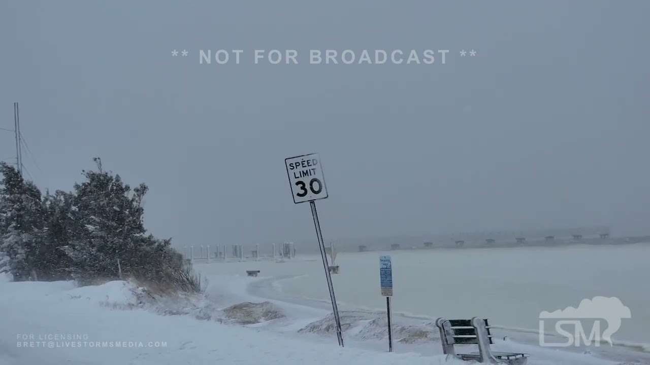 01-29-2022 Seaside Heights, New Jersey - Blizzard Conditions On Seaside Heights Beach - Rough Seas -
