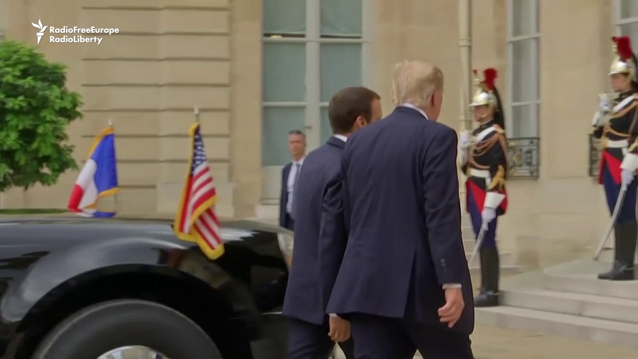 Macron Welcomes Trump To Elysee Palace